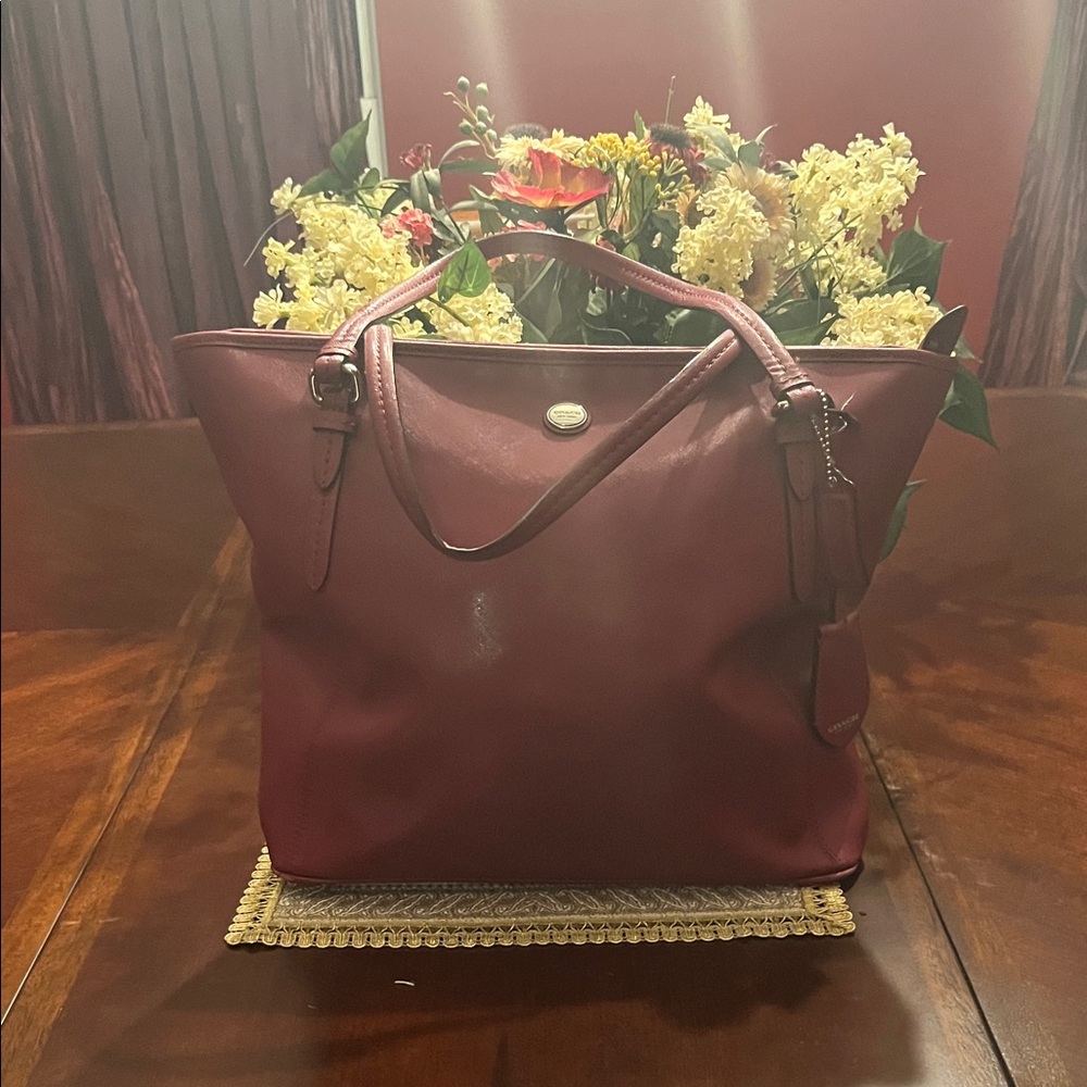 Coach Burgundy Leather Tote